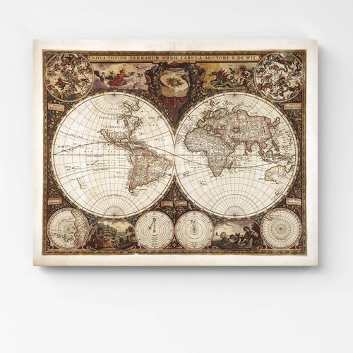 Quadro mappa del - mondo, antica