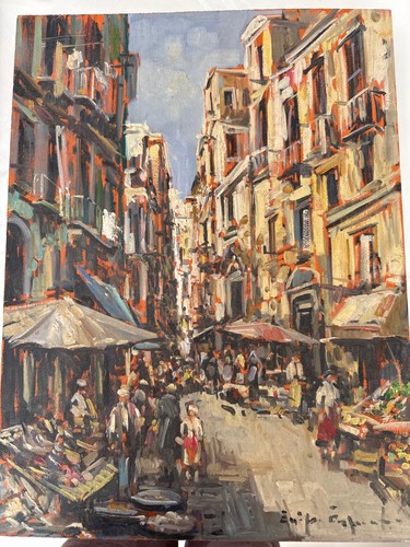 Dipinto olio tavola scorcio - dipinto,