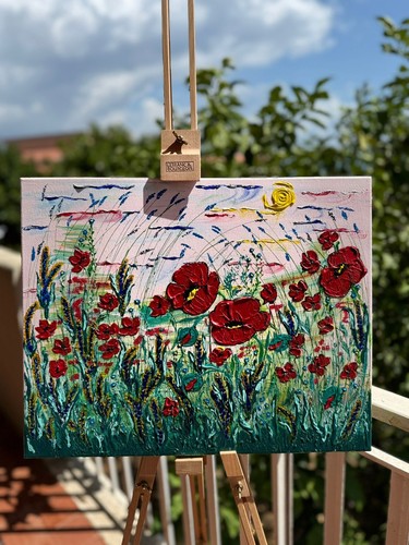 Handmade 40x50 poppies - 40x50, "poppies"