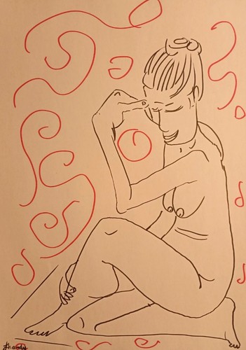 Disegno nudo donna carta - disegno,