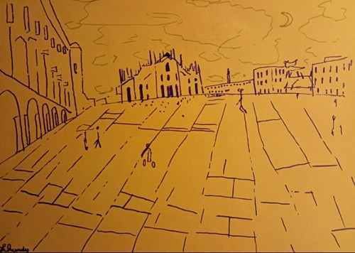 Disegno feltro piazza del - disegno, a