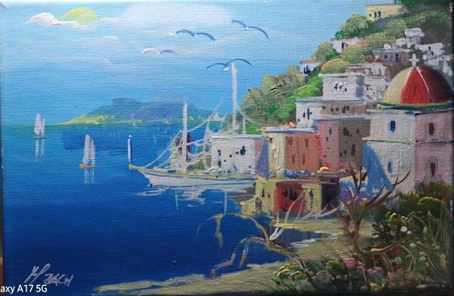 Positano 20x30 dipinto mano - dipinto, a