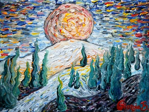 Dipinto paesaggio montagna - "paesaggio,