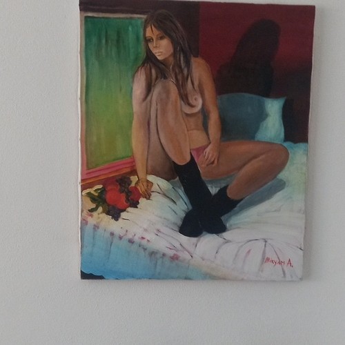 Quadro donna sul letto - quadro,