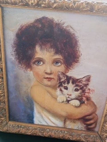 Dipinto epoca bambina - d'epoca,