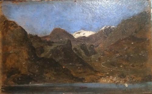 Antico quadro dipinto lago - quadro,