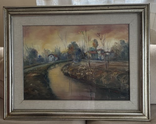 Quadro dipinto paesaggio - , fiume